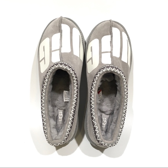 UGG Tasman Chopd Logo Slip on Slippers -Cobble Gray Suede -Men’s US 11 -NEW - Picture 6 of 7